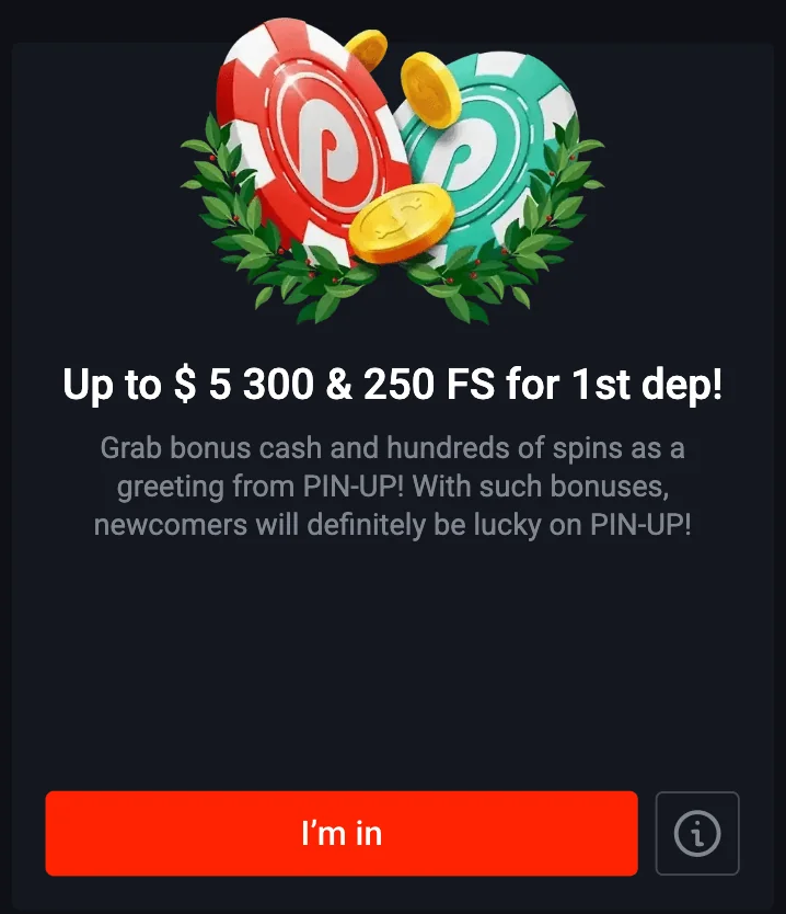 bonus for the first deposit